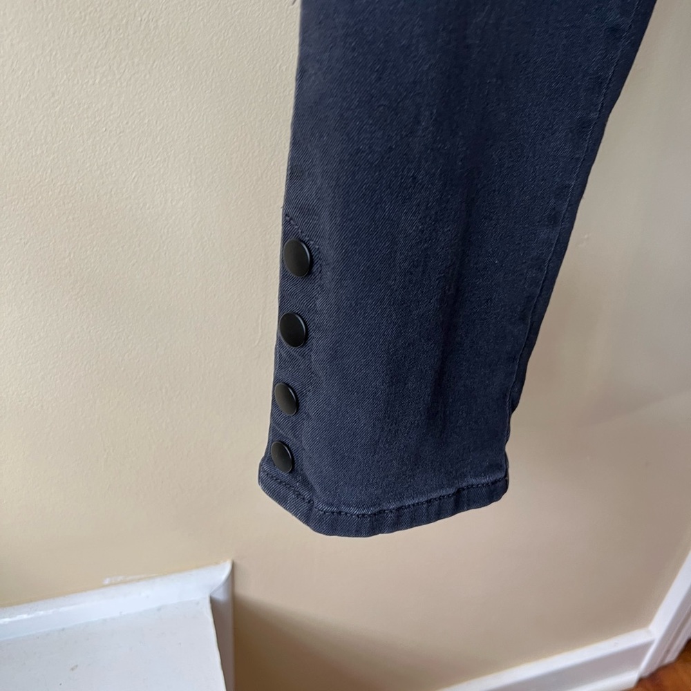 DG2 Sz MP 10p black jeans crops straight leg with outside seam vent - Picture 9 of 10